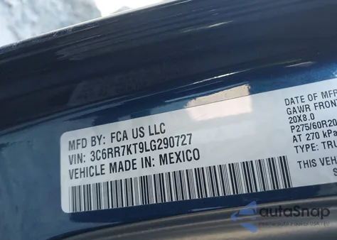 2020 Ram 1500 Classic Tradesman 4X4 5'7 Box из США, поврежденный, VIN 3C6RR7KT9LG290727